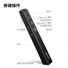 得力 2802G 激光翻页笔 绿光 白色