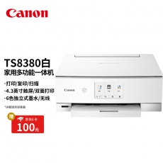 佳能（Canon）TS8380-白色 无线家用彩色喷墨多功能照片一体机（打印/复印/扫描/自动双面 学生作业/照片）